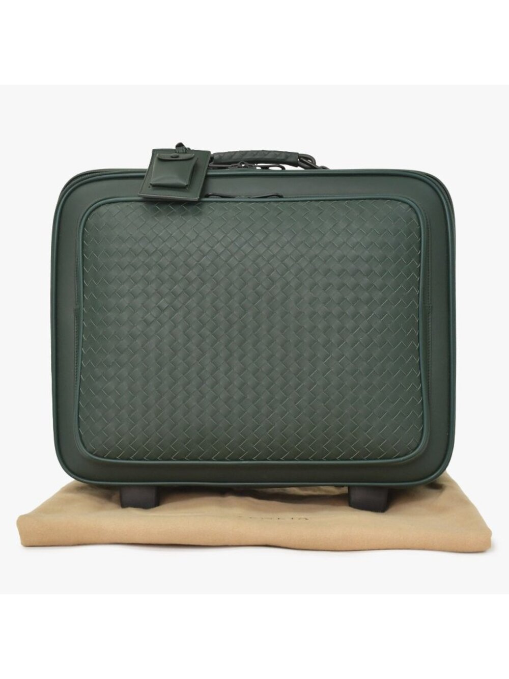 Bottega Veneta Carry Case Suitcase Intrecciato Dark Green Black Travel Bag